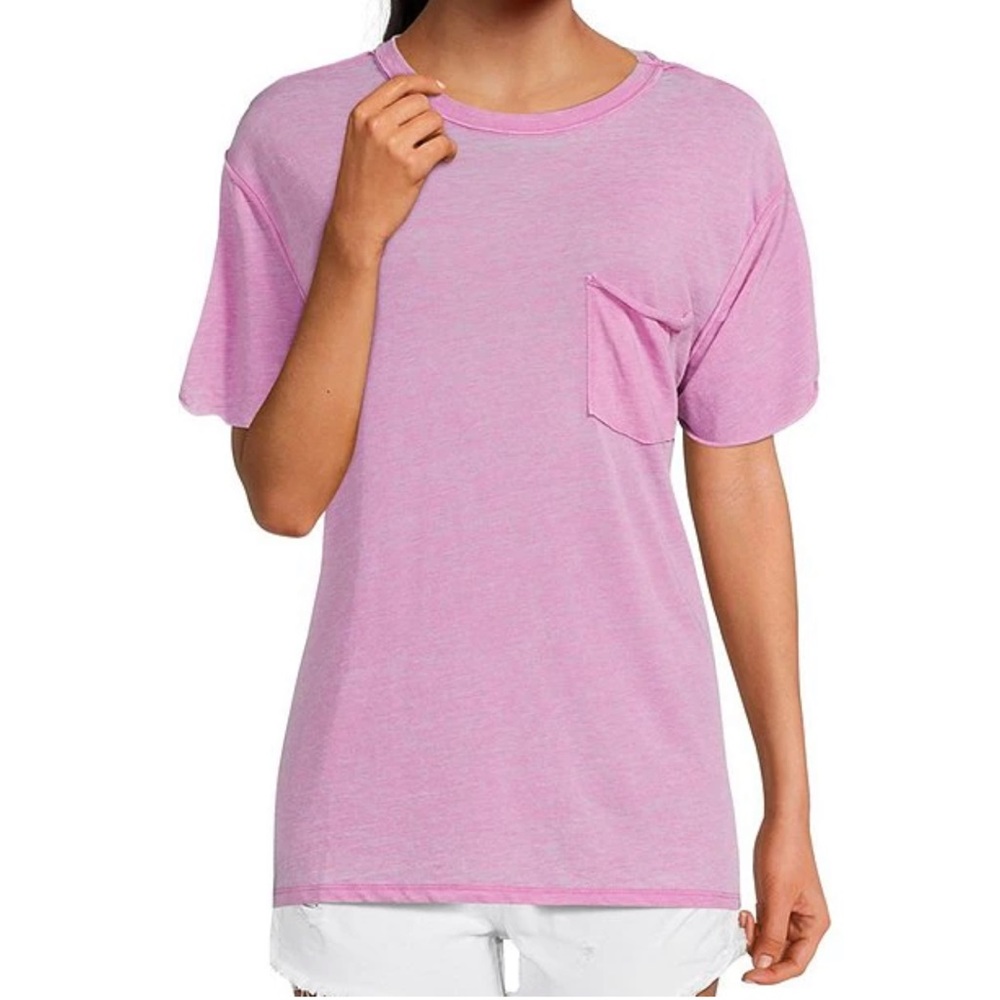 free people Vella Tee women top size XL silver lining/  plum new with tag